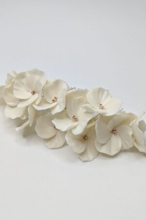 Великий весільний гребінь з білими квітами, артикул 34078002, фото 1