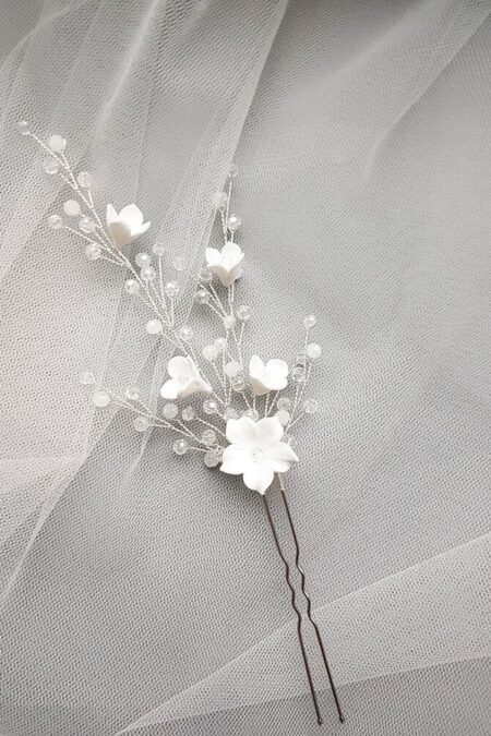 Велика весільна шпилька для волосся з квітами, артикул 34200003, фото 4