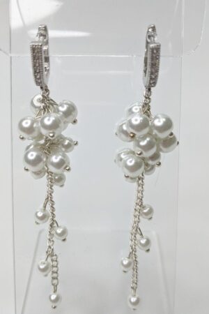 Весільні сережки гроны з перлами, артикул 5633560, фото 2
