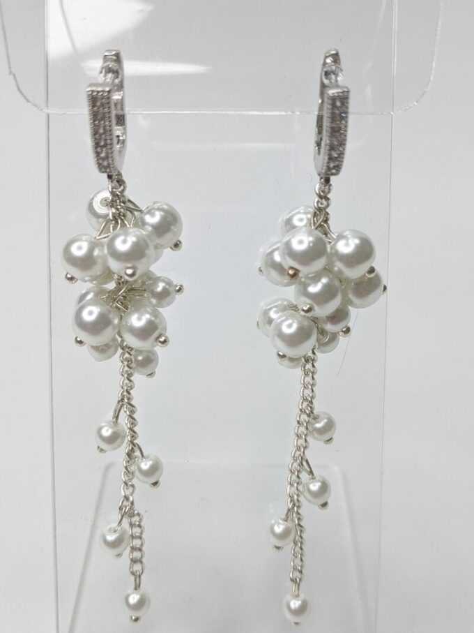 Весільні сережки гроны з перлами, артикул 5633560, фото 2