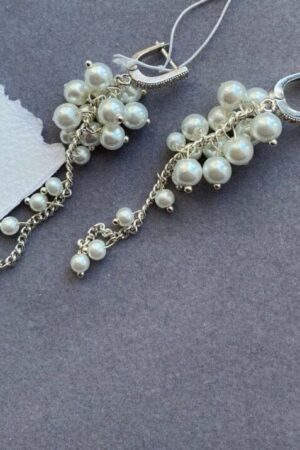 Весільні сережки гроны з перлами, артикул 5633560, фото 4