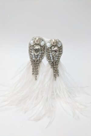 Весільні сережки с перьями и камнями, артикул 5645034, фото 1