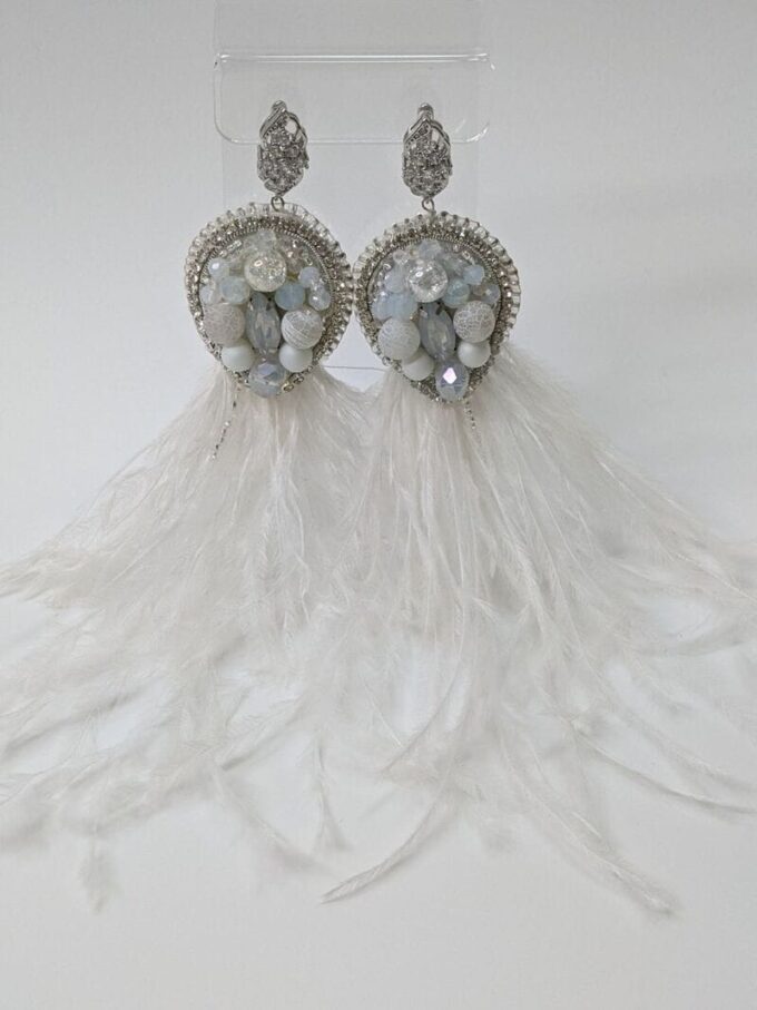 Весільні сережки «Белые перья», артикул 5645035, фото 2
