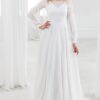 Весільне плаття з довгими рукавами та прозорим декольте Rare Bridal. Асилует, класичний стиль, колір молочний
