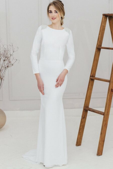 Свадебное платье с фонариками. Силует рыбка, цвет белый, стиль классический